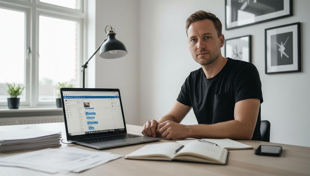Ondernemer beheert vanuit huis zijn WordPress website
