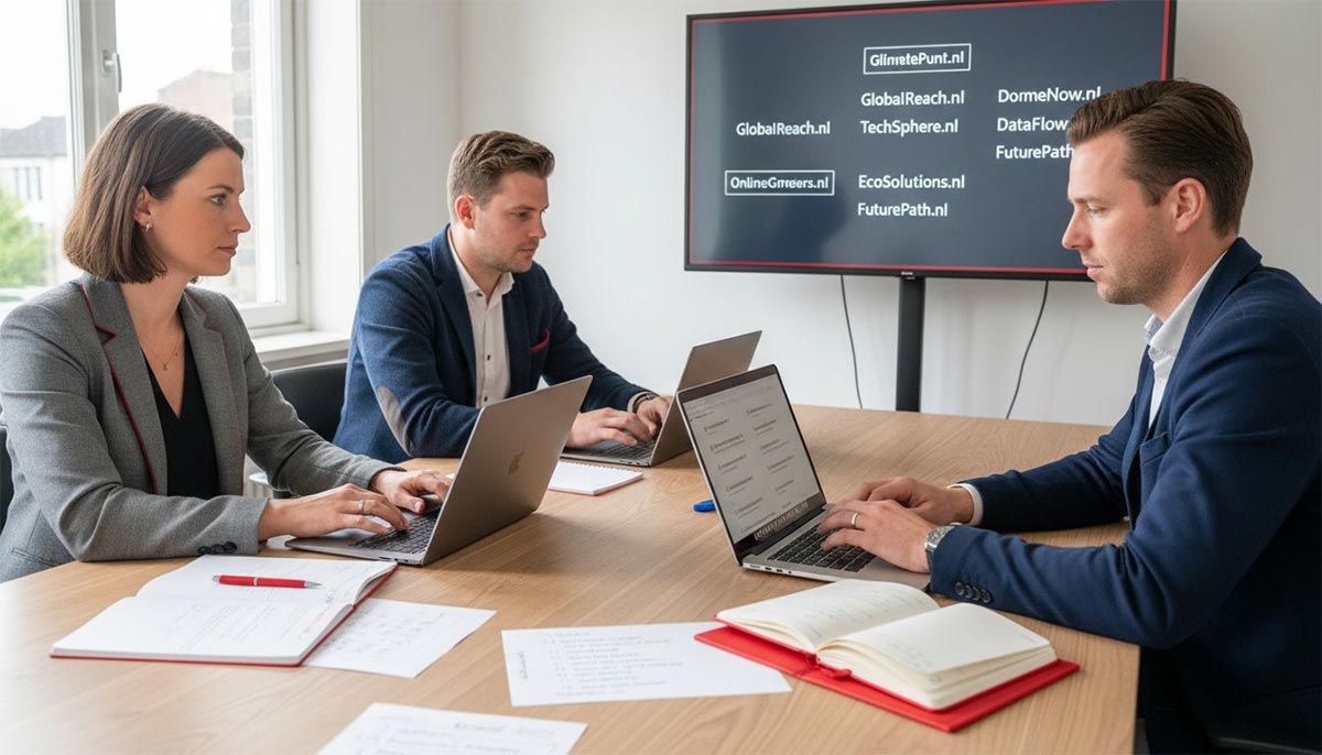 Ondernemers kiezen domeinnaan op laptop
