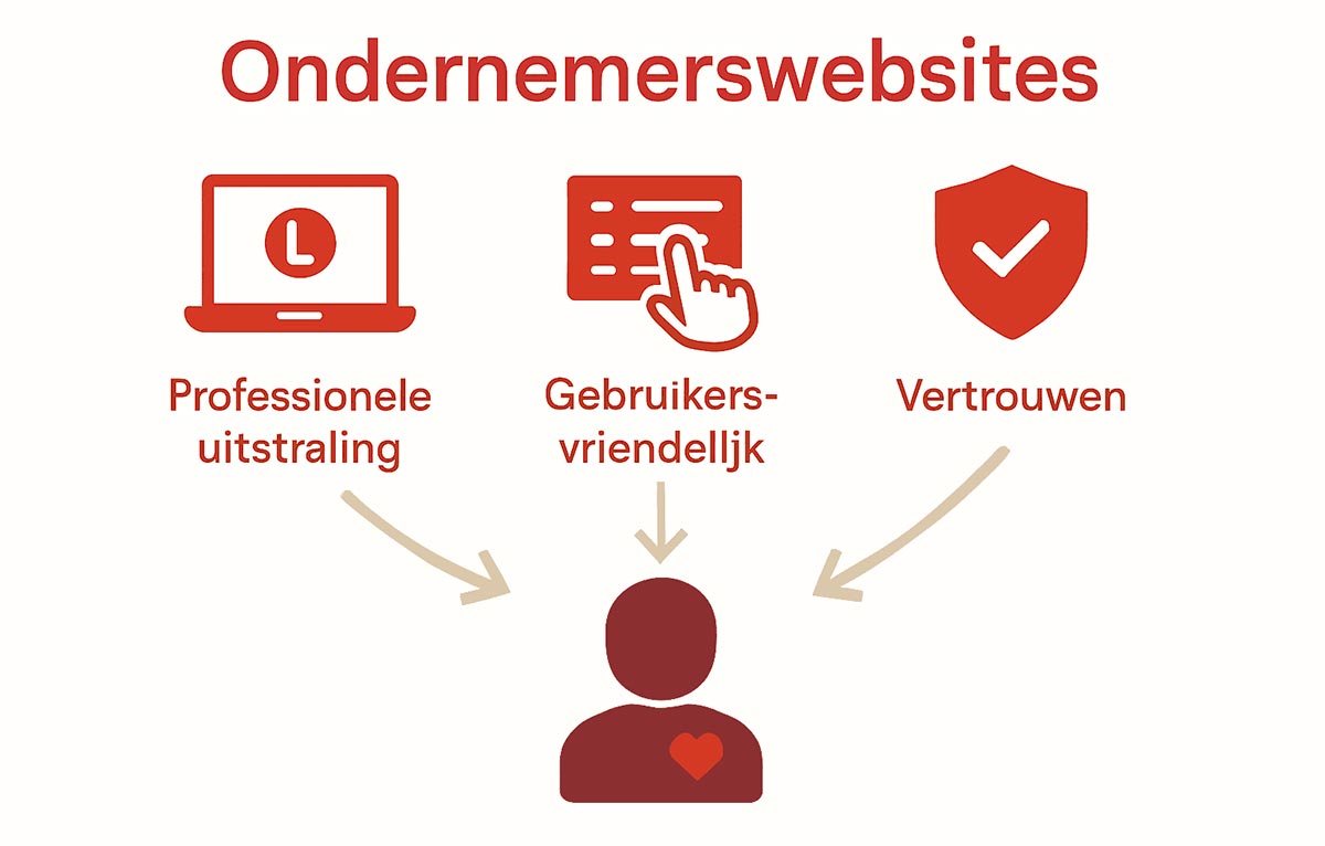 Infographic met drie pijlers van effectief ondernemerswebdesign