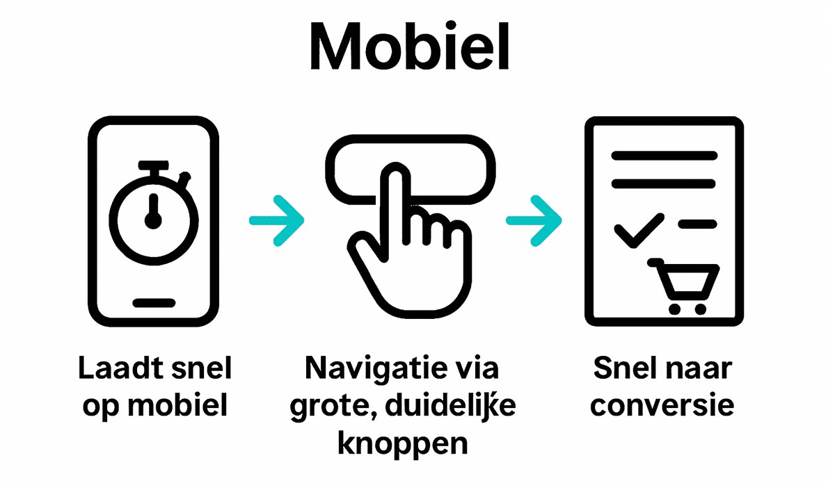 Infographic mobiel website bezoek en conversie proces