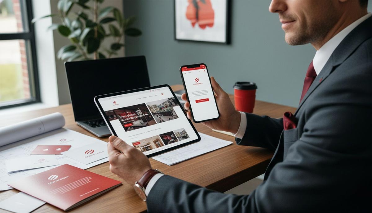Bedrijfswebsite design op mobiel en tablet