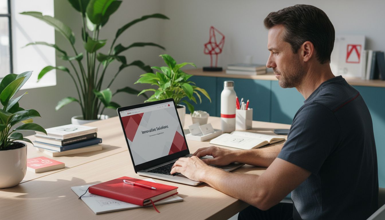 zzp'er aan bureau werk aan zijn website