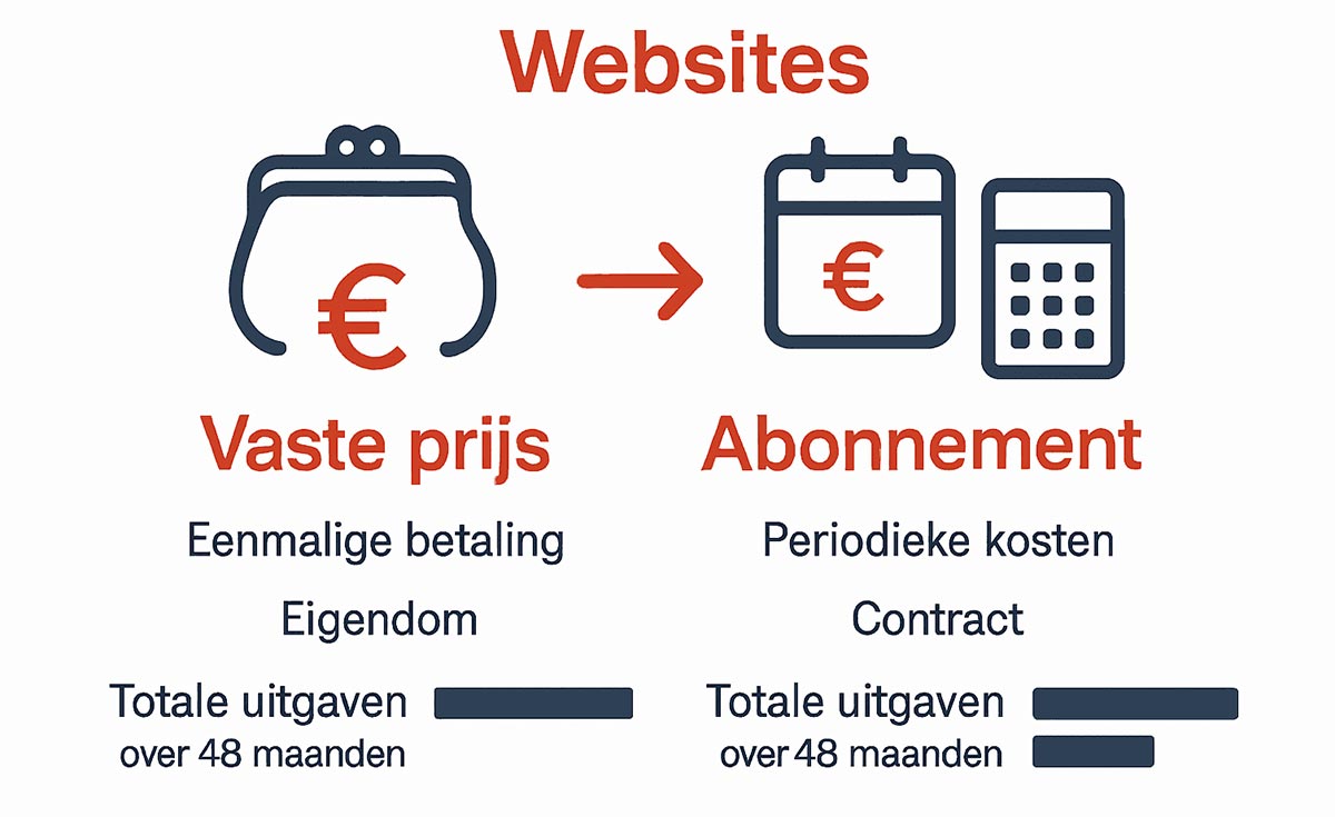 Infographic vaste prijs versus abonnement websitekosten