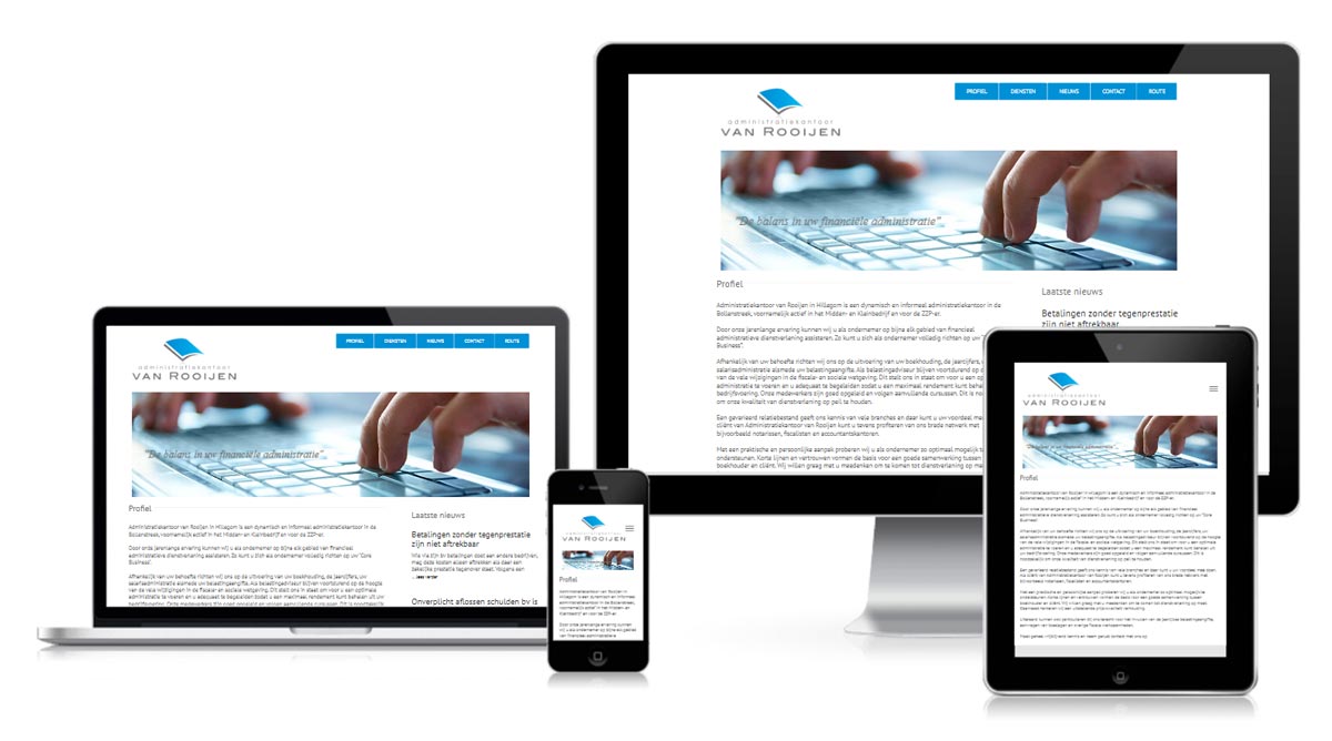 Professionele WordPress website voor administratiekantoor met diensten overzicht en expertise - volledig responsive