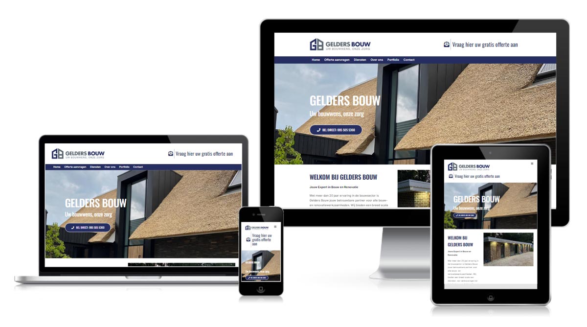 Professionele WordPress website voor bouwbedrijf met projectportfolio en diensten overzicht - volledig responsive