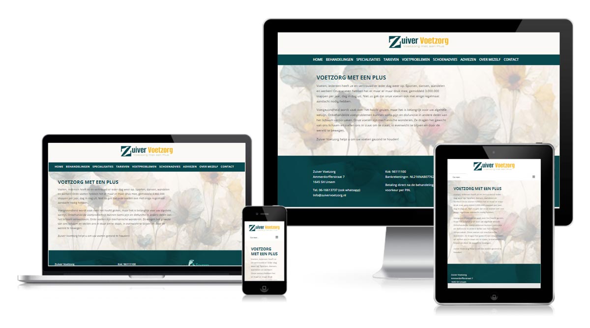 Professionele WordPress website voor pedicure met online afspraken en behandelingen overzicht - volledig responsive