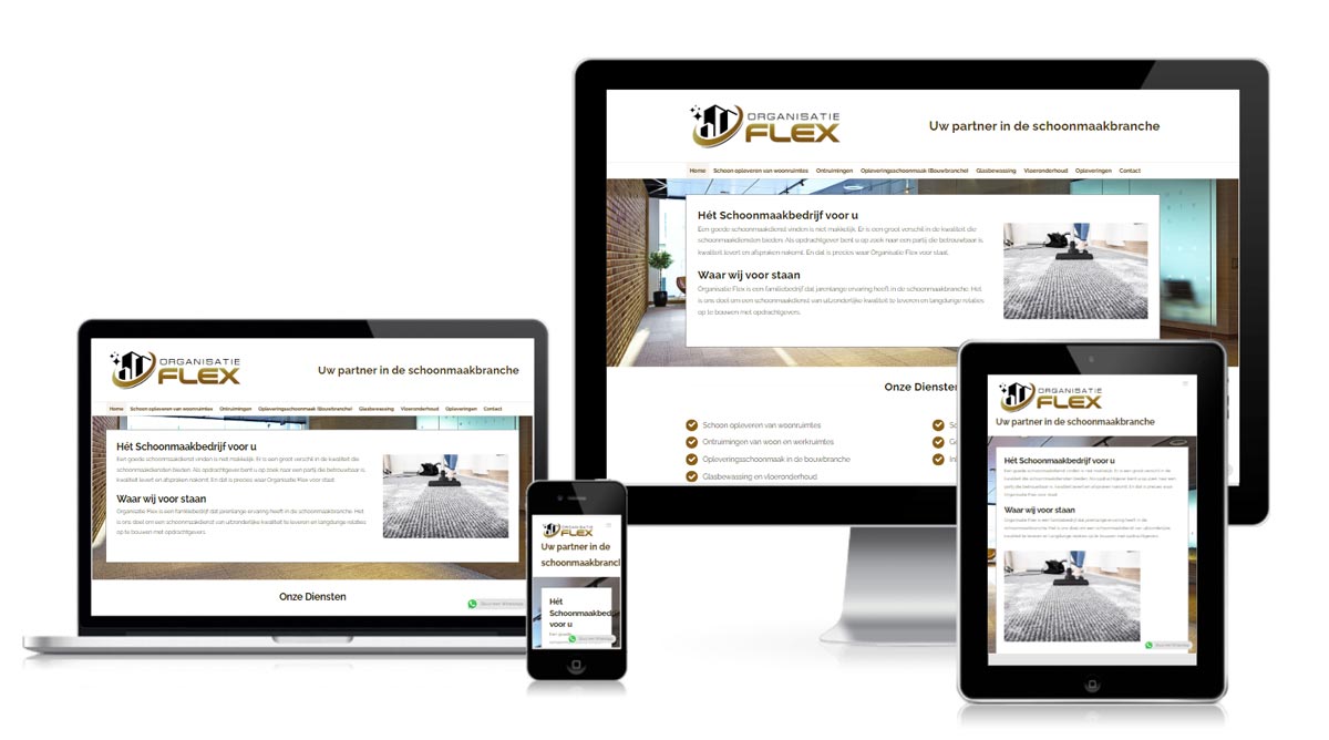 Professionele WordPress website voor schoonmaakbedrijf met diensten overzicht en referenties - volledig responsive