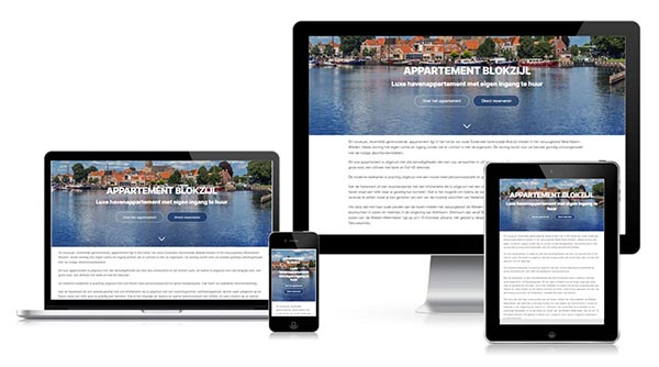 Responsive WordPress website vakantieverhuur op laptop, tablet en mobiel - professioneel design