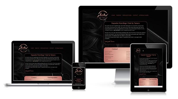 Responsive WordPress website kapsalon op laptop, tablet en mobiel - professioneel design