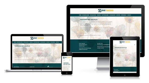 Responsive WordPress website pedicure op laptop, tablet en mobiel - professioneel design