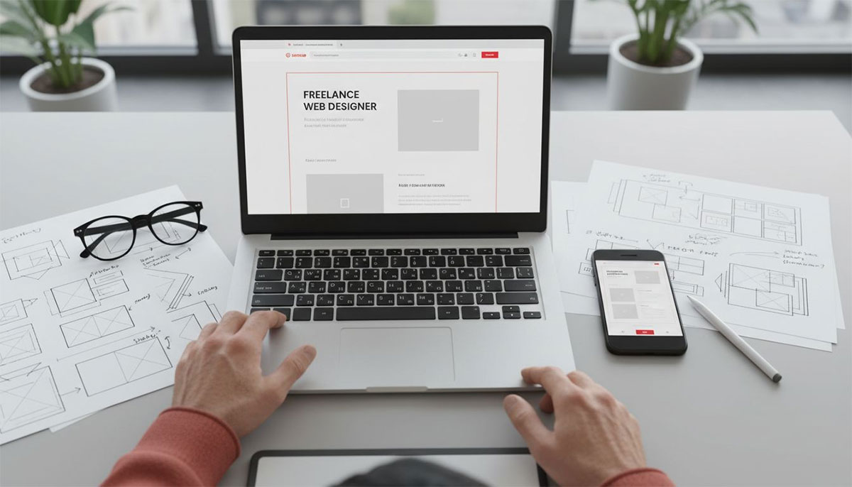 zzp website ontwerp wireframe op laptop