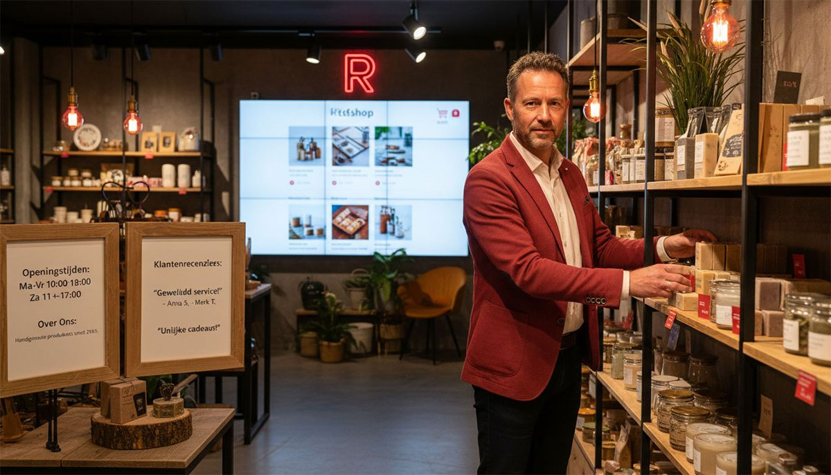 Ondernemer maakt orders klaar voor zijn webshop
